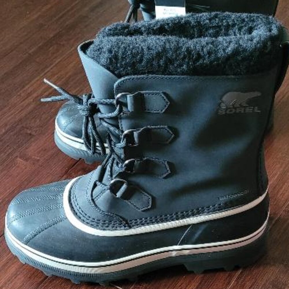 SOREL CARIBOU WP Waterproof Insulated Black, Dark stone Boots Mens Sz 10 - Picture 2 of 5